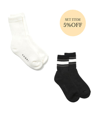 〈SET ITEM〉 puffy  white & puffy line  black x white