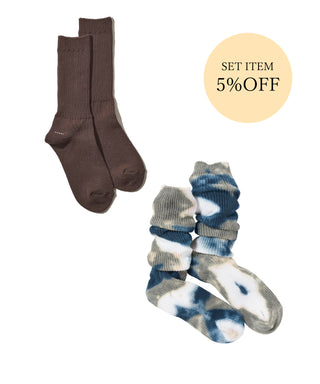 〈SET ITEM〉walky brown & Crispy tie-dye blue x grey